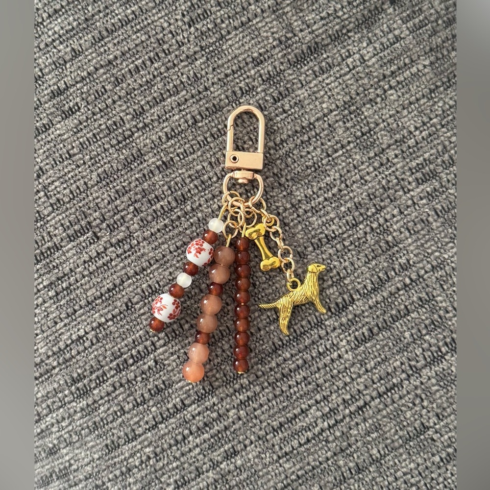 Golden Retriever Dog Beaded Bag Charm Keychain for Pet Lovers